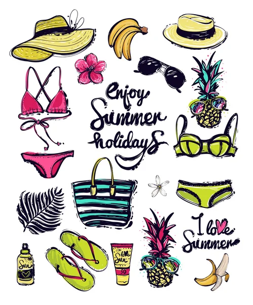 Disfrutar de vacaciones de verano letras — Archivo Imágenes Vectoriales