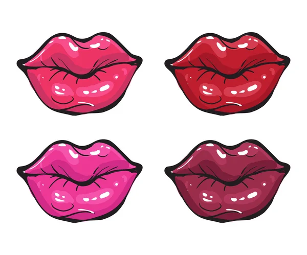 Paleta de colores de mujer en los labios — Vector de stock