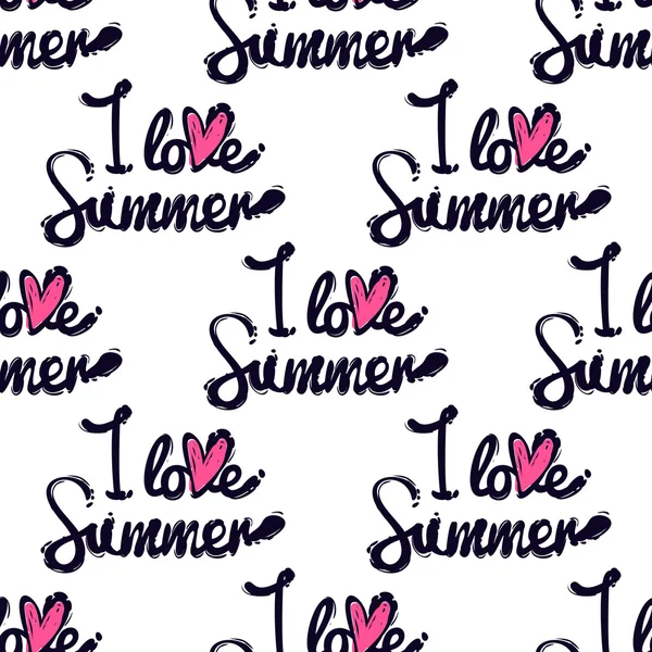 Pattern with I love summer lettering — Stock Vector