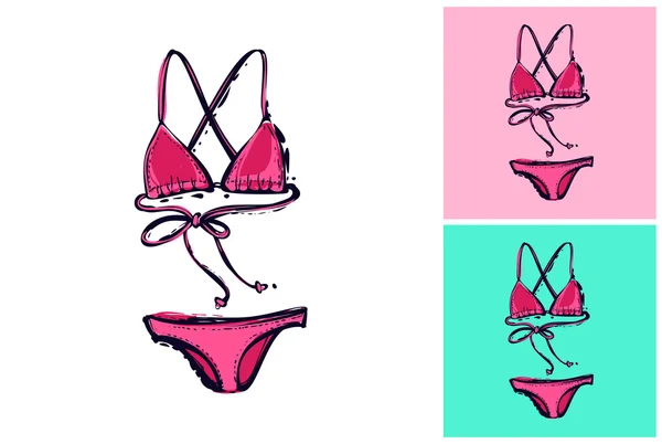 Traje de baño de bikini de moda colorido — Vector de stock