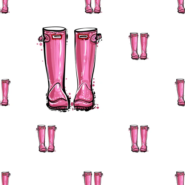 Patrón con botas de goma de moda — Vector de stock