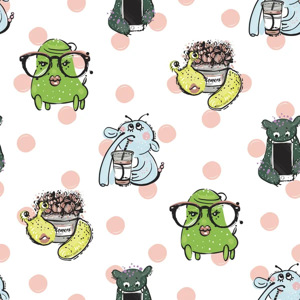 Pattern with funny monsters Royalty Free Stock Illustrations