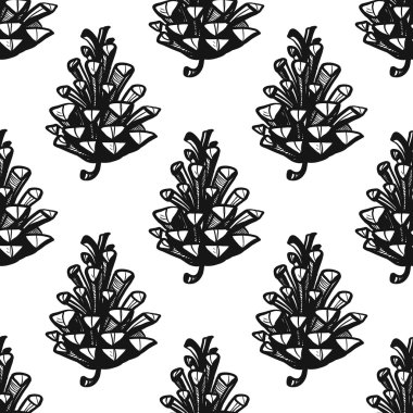 Vintage çam koni desen