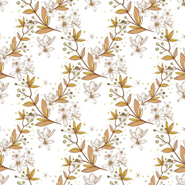 beyaz çiçek deseni el çekilmiş