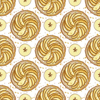 elle çizilmiş elmalı turta desen