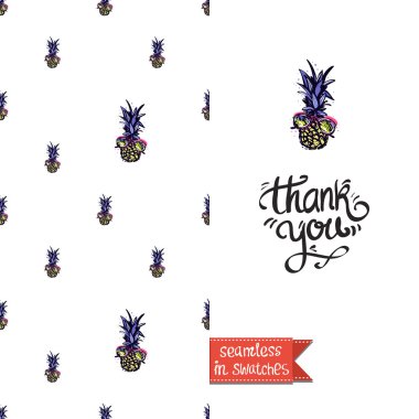 renkli ananas ile tebrik kartı