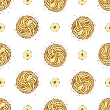 elle çizilmiş elmalı turta desen