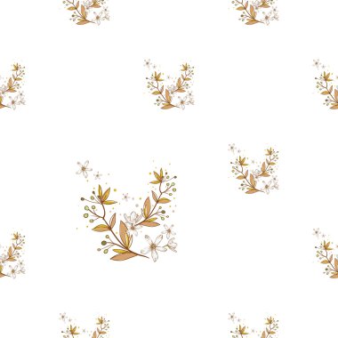 Vintage el çekilmiş armut çiçek deseni