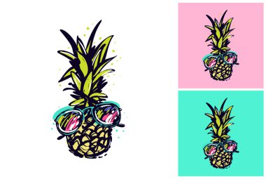 Elle çizilmiş ananas kroki tarzı.