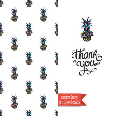 renkli ananas ile tebrik kartı