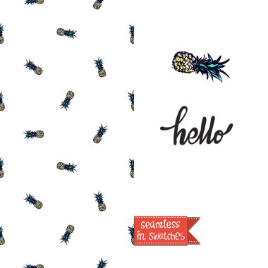 renkli ananas ile tebrik kartı