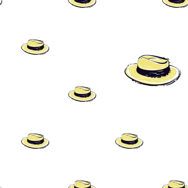 Patroon met met lady stro hoed — Stockvector