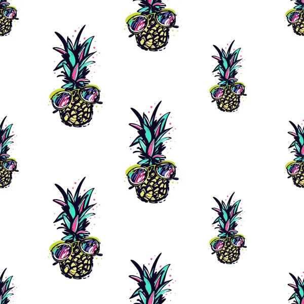 Pattern with colorful pretty pineapple — Stock Vector