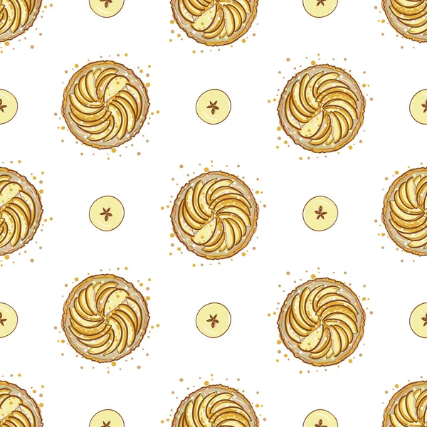 elle çizilmiş elmalı turta desen