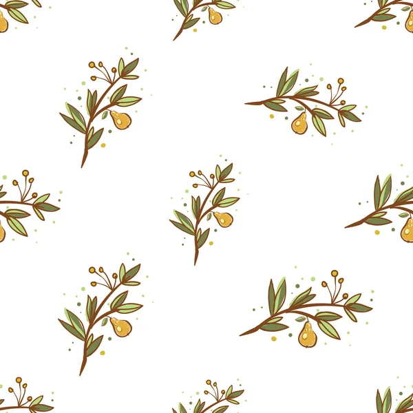 Vintage mano dibujado patrón de flores de pera — Vector de stock