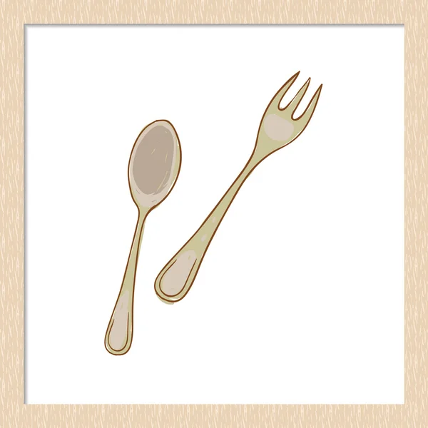 El çizilmiş rustik flatware — Stok Vektör