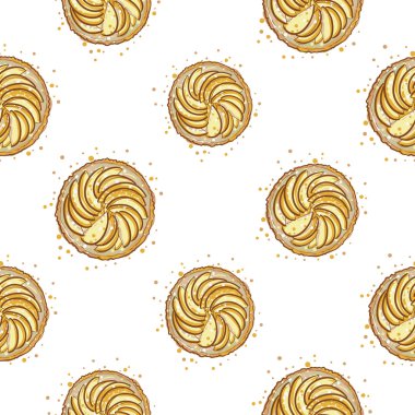 elle çizilmiş elmalı turta desen