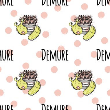 pattern with funny monsters named Demure clipart
