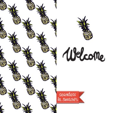 renkli ananas ile tebrik kartı