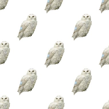 Elle çizilmiş hayvan boynuzlu baykuş deseni