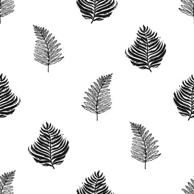 fern yaprak çiçek desenli