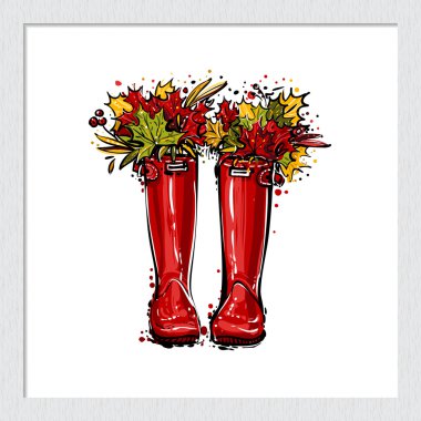 colorful fashionable hunter boots clipart