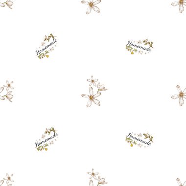 beyaz çiçek deseni el çekilmiş