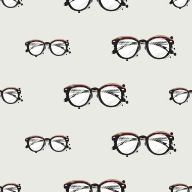 el çizilmiş vintage gözlük desen