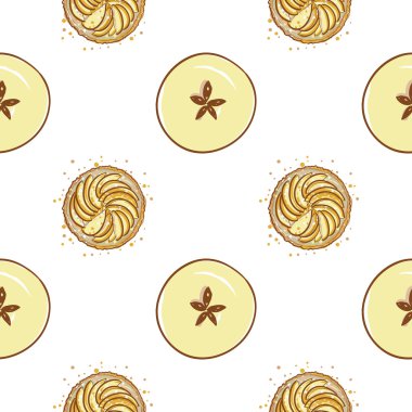 elle çizilmiş elmalı turta desen