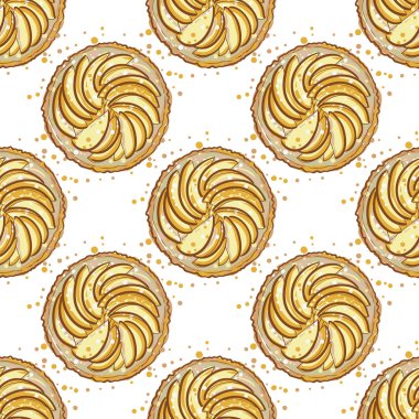 elle çizilmiş elmalı turta desen