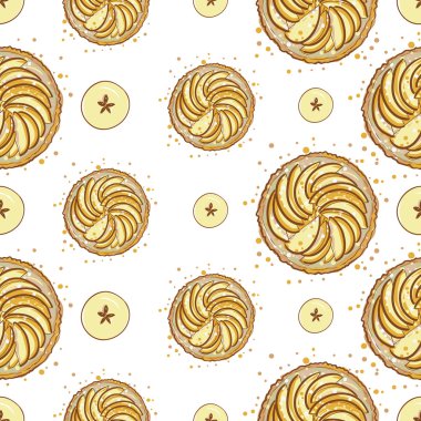 elle çizilmiş elmalı turta desen