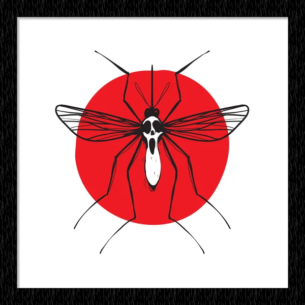 Etiqueta con icono de mosquito de malaria — Vector de stock