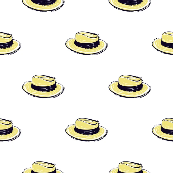 Pattern with trendy straw hat — Stock Vector