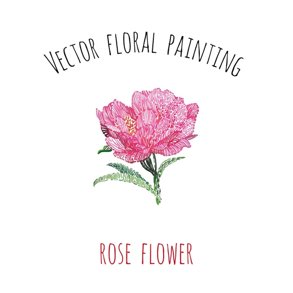 Einfache Grußkarte Rose Blume — Stockvektor