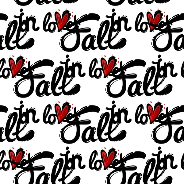 Patroon met fall in love letters — Stockvector