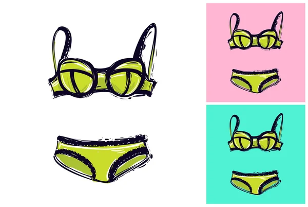 Farbenfroher trendiger Bikini-Badeanzug — Stockvektor
