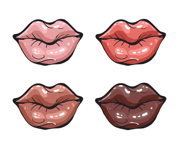 Woman color palette on lips — Stock Vector