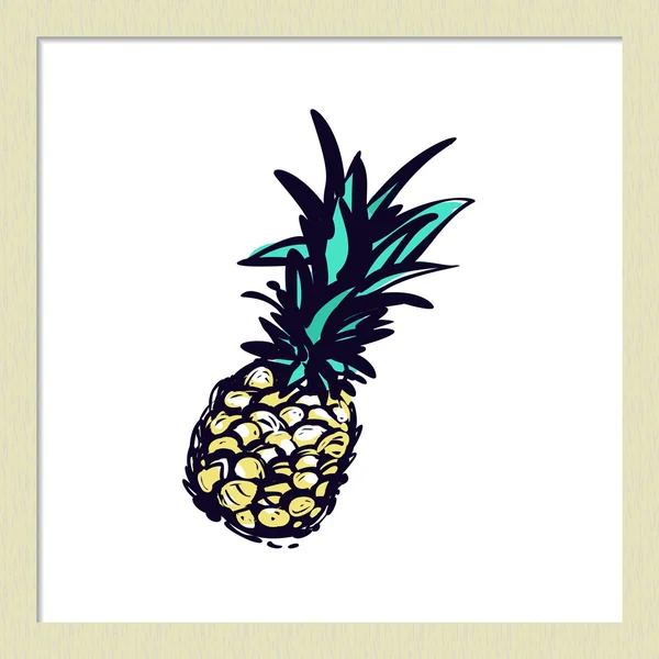 Handritad ananas i skiss stil. — Stock vektor