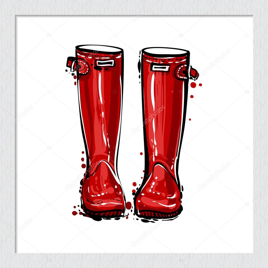 Download Red hunter wellies. — Stock Vector © Sopelkin #121210544