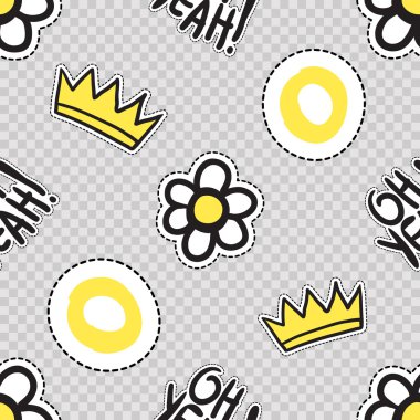 Modern doodle rozetleri ve toplu iğneler