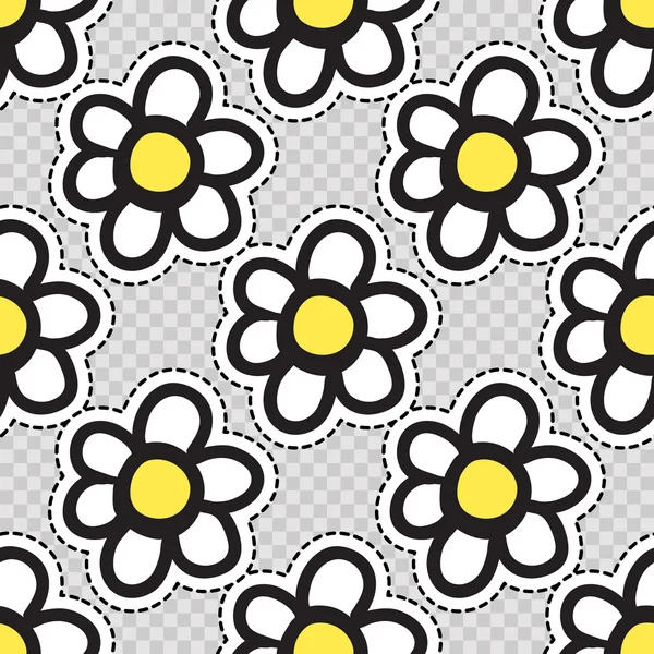 Seamless pattern with camomile flower. — Stock Vector