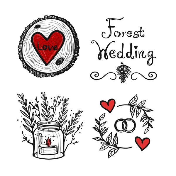 森林婚礼主题 — 图库矢量图片