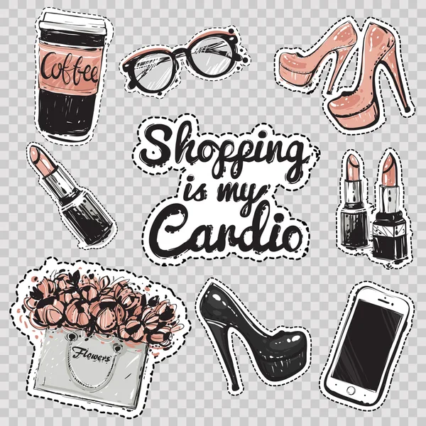 Illustrazione: lo shopping è il mio cardio — Vettoriale Stock