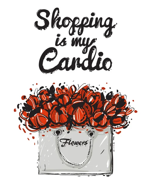Ilustracja: zakupy jest mój cardio — Wektor stockowy
