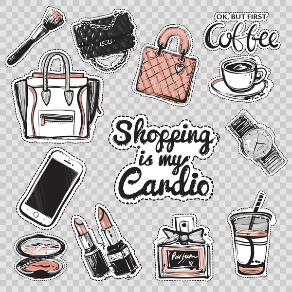 Illustration: shopping is my cardio — Stock Vector