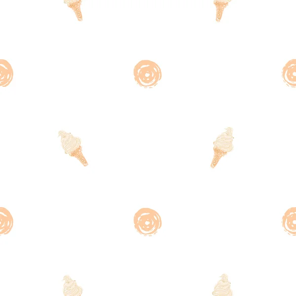 Motif avec des cônes de crème glacée tourbillonnante vanille — Image vectorielle