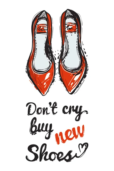 Μην κλαις Αγοράστε καινούργια παπούτσια — Διανυσματικό Αρχείο