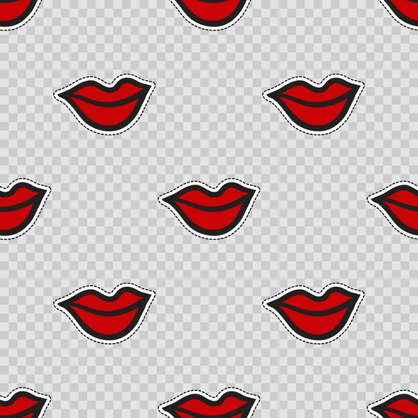 赤い唇とシームレスなパターン. — ストックベクタ