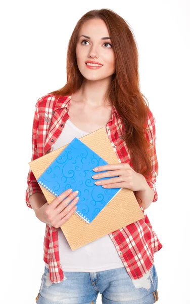 Sevimli genç kadın Kızıl saçlı öğrenci