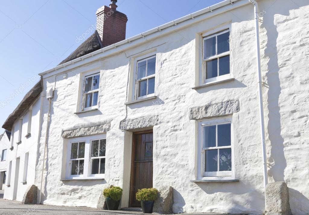 Coastal Cornwall Village In South West England With White